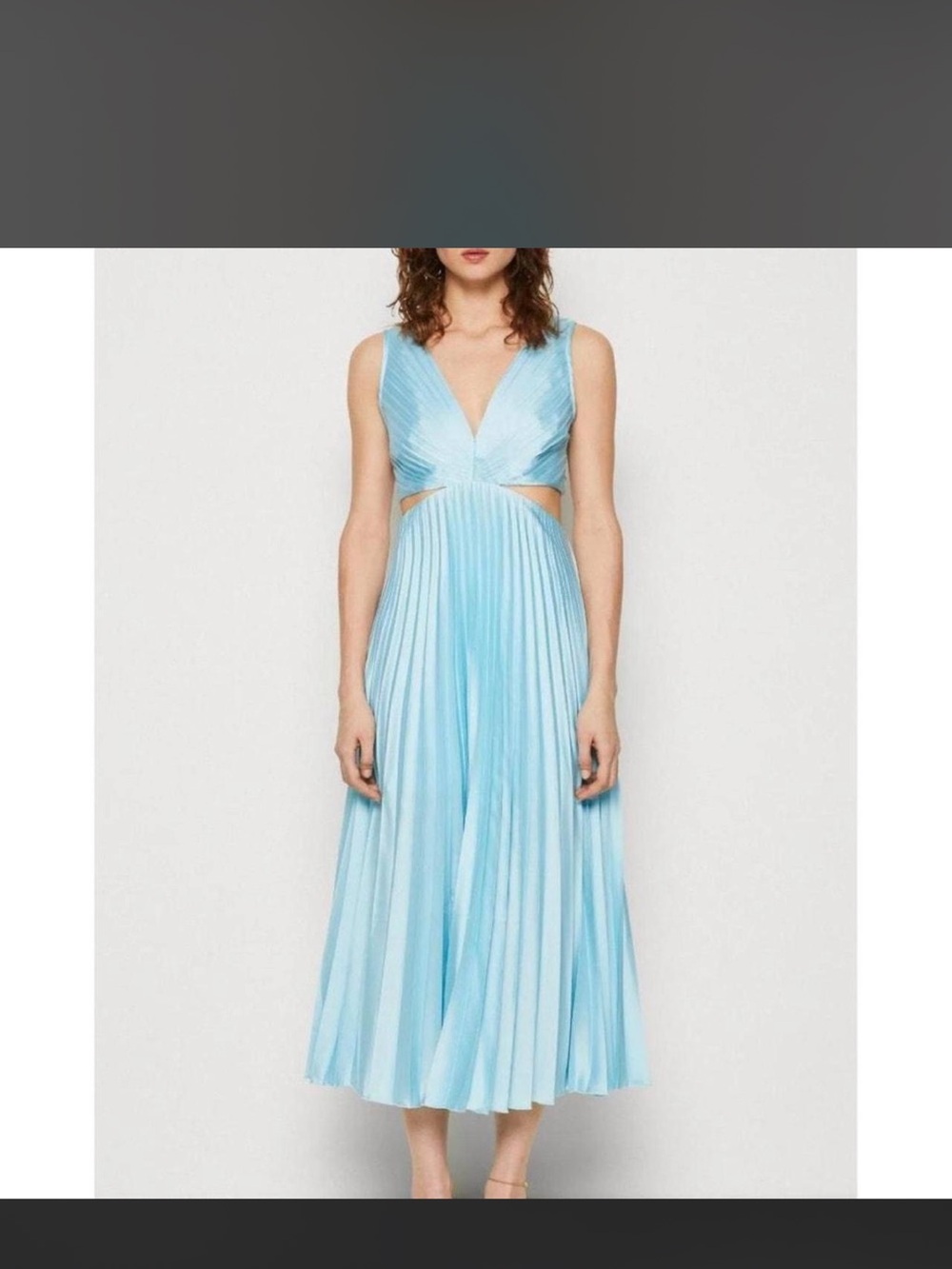 Abercrombie & Fitch Sky Blue Pleated V-Neck Midi Dress